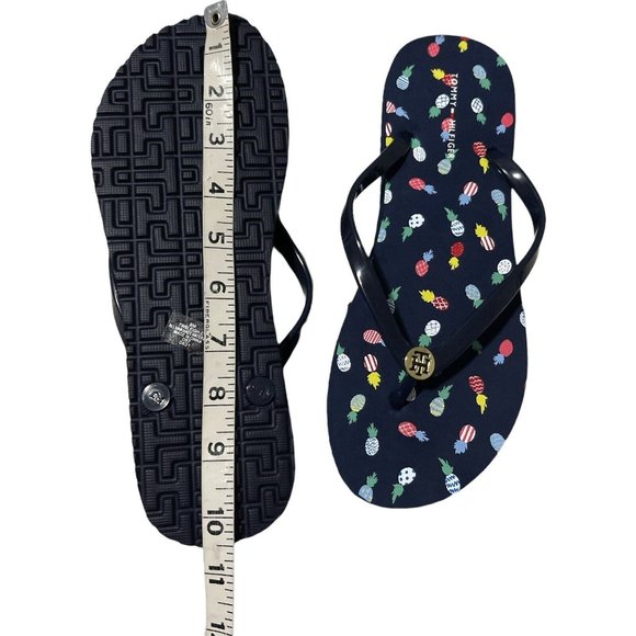 NWT Women’s sandals Size 9 Tommy Hilfirger Bleigh-C mini pineapples Dark Blue - Picture 2 of 12